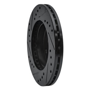 Ford Escort Brake Rotor (1) - Front Right - R1 Concepts - Drilled & Slotted - Black - `90-`01